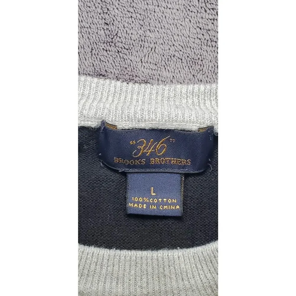 Brooks Brothers 346 Mens Size L Black 100% Cotton Lightweight Sweater Za1-69